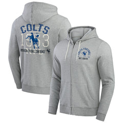 Indianapolis Colts Darius Rucker Collection Vintage Stripe Full-Zip Hoodie Heather Gray - Fanatics