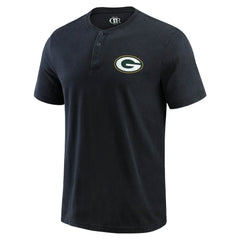 Green Bay Packers Darius Rucker Collection Washed Henley T-Shirt Black - Fanatics
