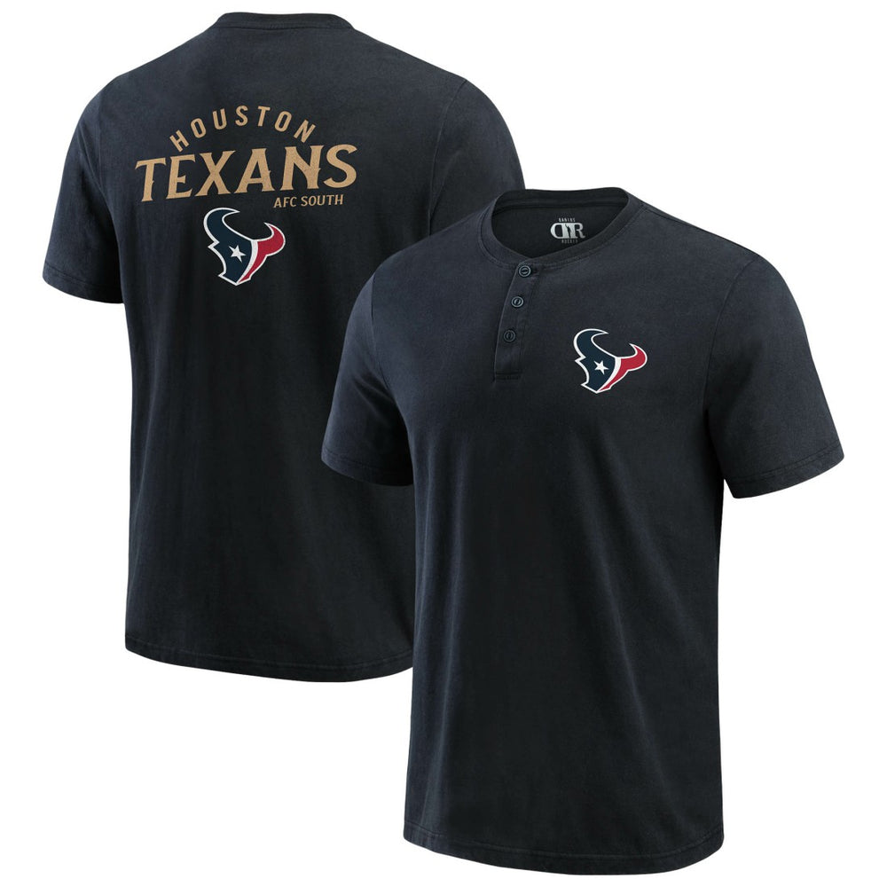 Houston Texans Darius Rucker Collection Washed Henley T-Shirt Black - Fanatics