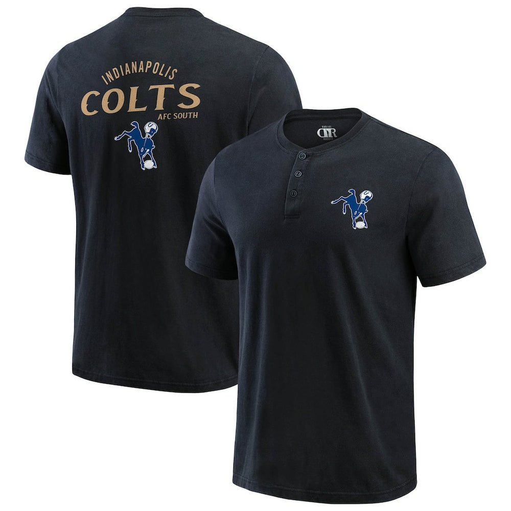 Indianapolis Colts Darius Rucker Collection Washed Henley T-Shirt Black - Fanatics