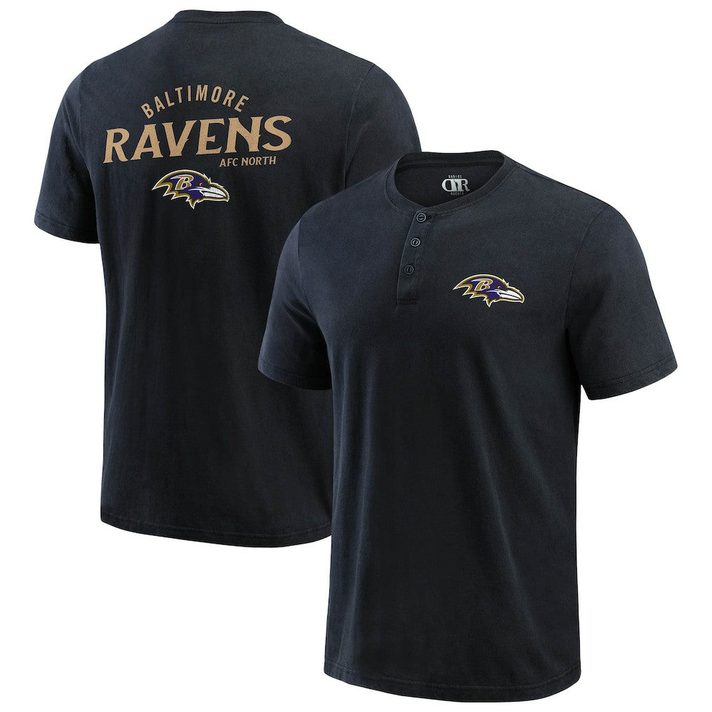 Baltimore Ravens Darius Rucker Collection Washed Henley T-Shirt Black - Fanatics