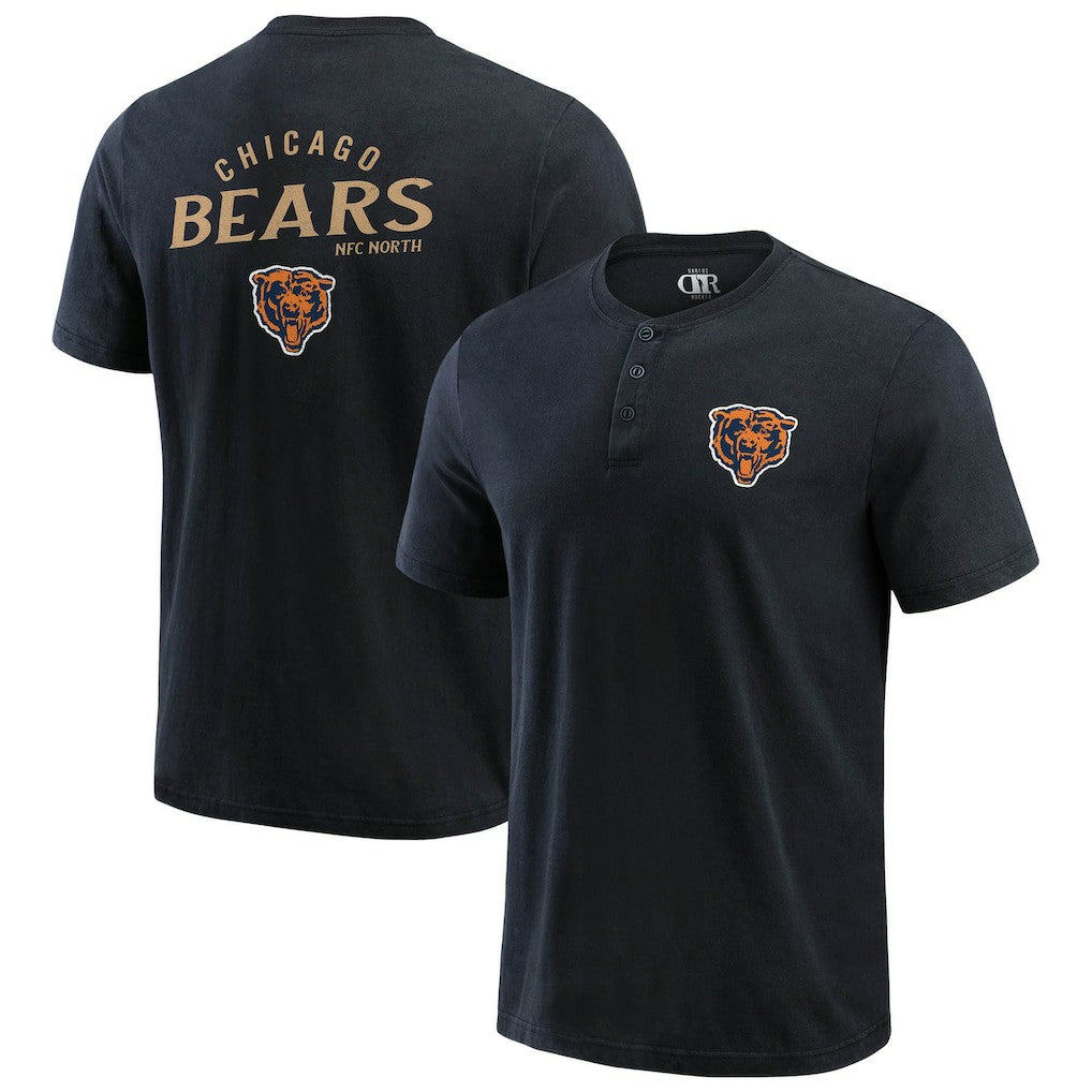 Chicago Bears Darius Rucker Collection Washed Henley T-Shirt Black - Fanatics