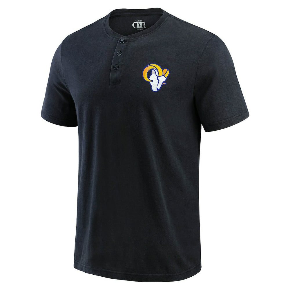 Los Angeles Rams Darius Rucker Collection Washed Henley T-Shirt Black - Fanatics