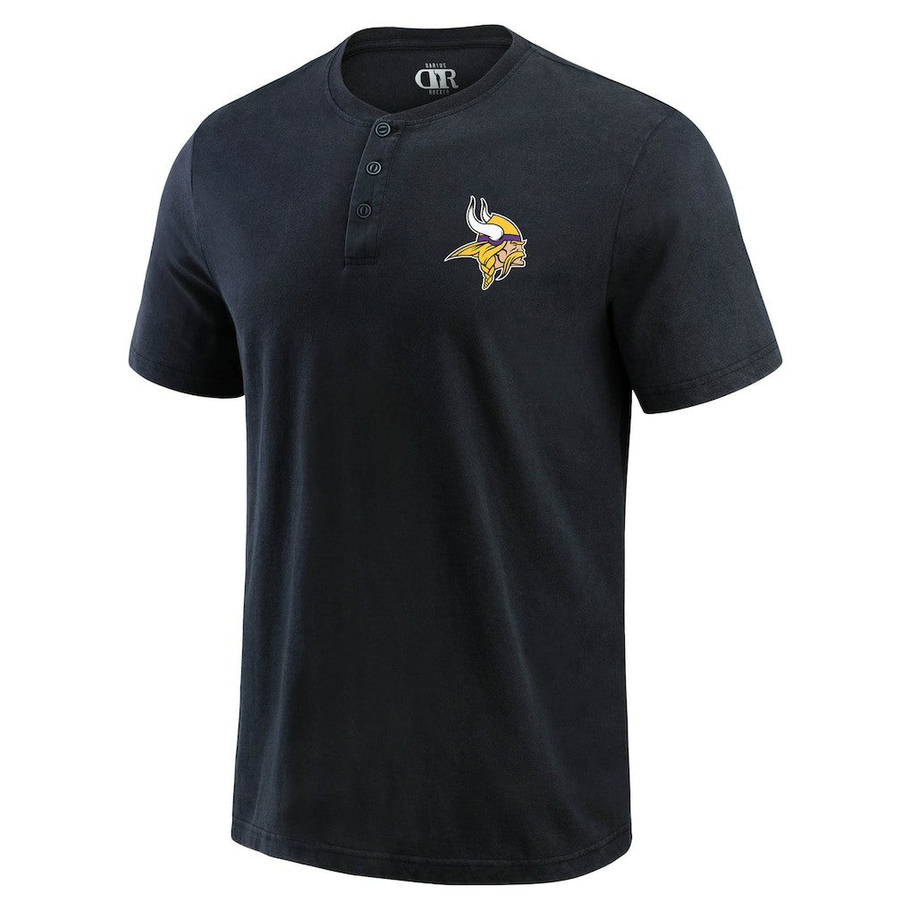 Minnesota Vikings Darius Rucker Collection Washed Henley T-Shirt Black - Fanatics