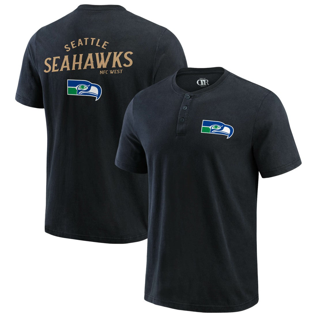 Seattle Seahawks Darius Rucker Collection Washed Henley T-Shirt Black - Fanatics