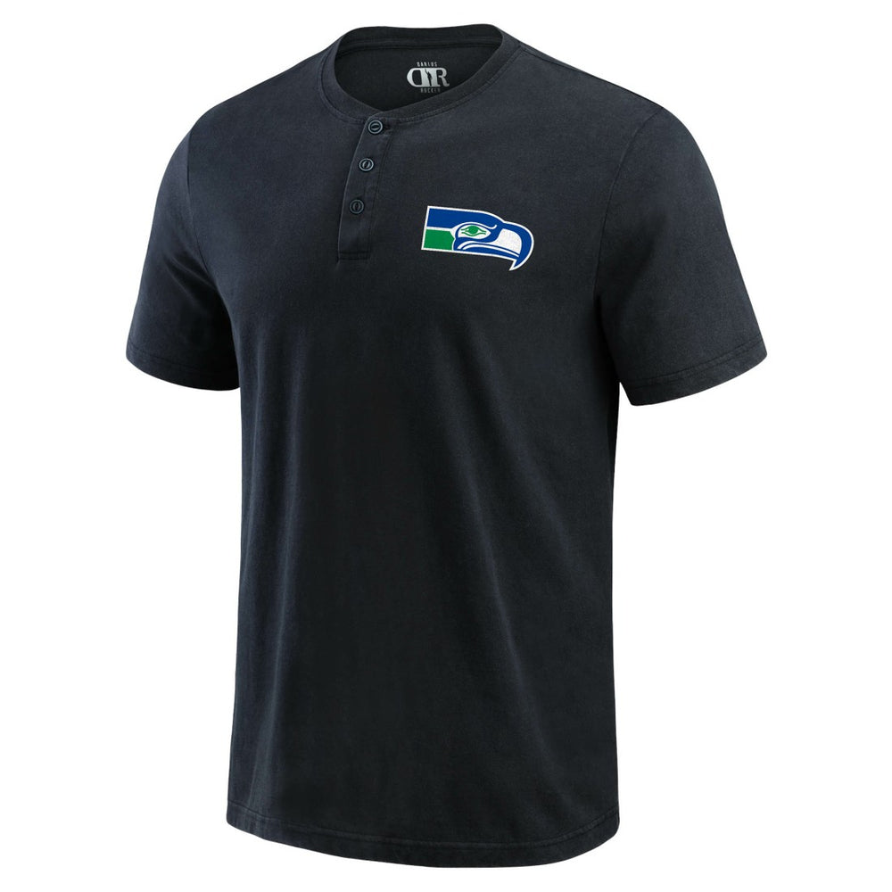 Seattle Seahawks Darius Rucker Collection Washed Henley T-Shirt Black - Fanatics