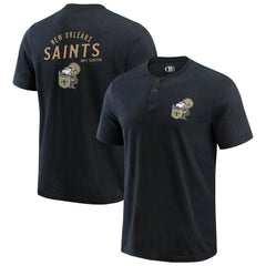 New Orleans Saints Darius Rucker Collection Washed Henley T-Shirt Black - Fanatics