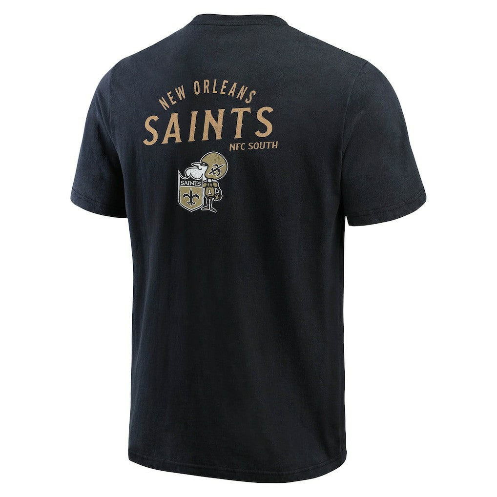 New Orleans Saints Darius Rucker Collection Washed Henley T-Shirt Black - Fanatics