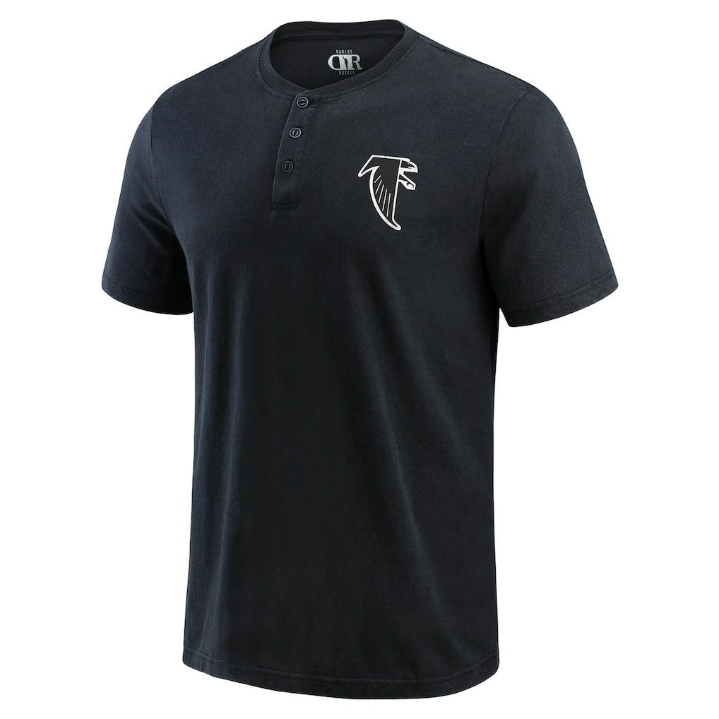 Atlanta Falcons Darius Rucker Collection Washed Henley T-Shirt Black - Fanatics