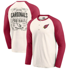 Arizona Cardinals Darius Rucker Collection Raglan Henley T-Shirt Cream/Cardinal - Fanatics