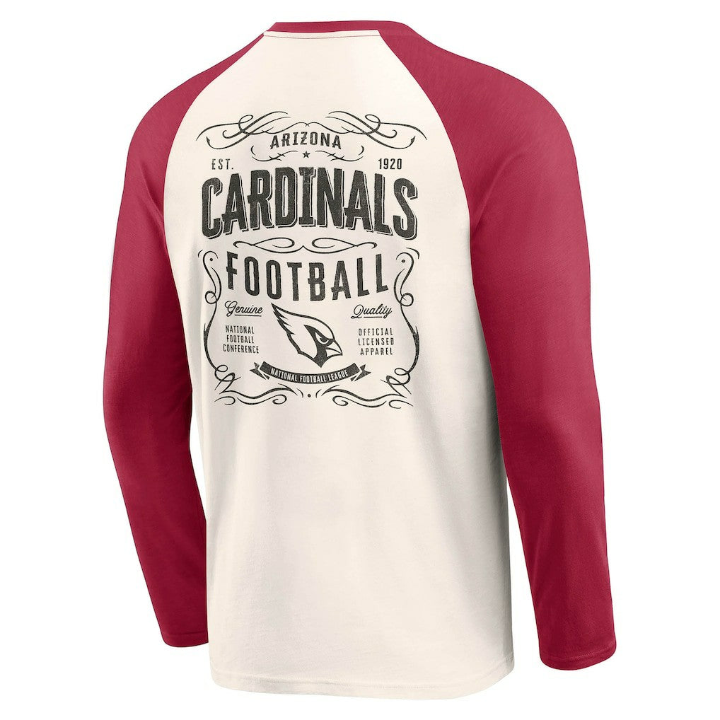 Arizona Cardinals Darius Rucker Collection Raglan Henley T-Shirt Cream/Cardinal - Fanatics