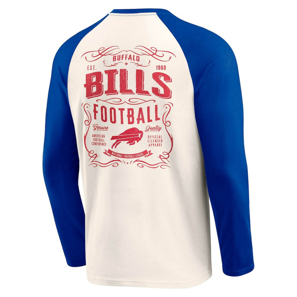 Buffalo Bills Darius Rucker Collection Raglan Henley T-Shirt Cream/Royal - Fanatics