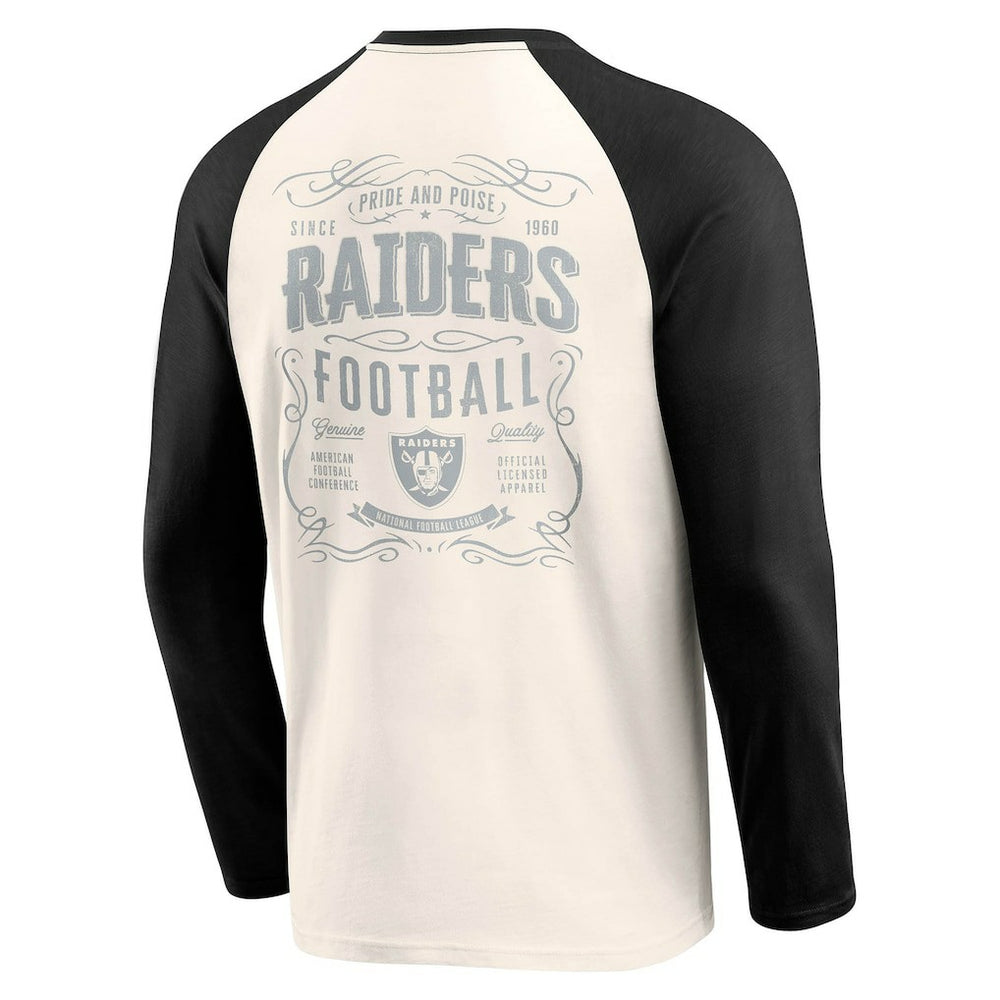 Las Vegas Raiders Darius Rucker Collection Raglan Henley T-Shirt Cream/Black - Fanatics