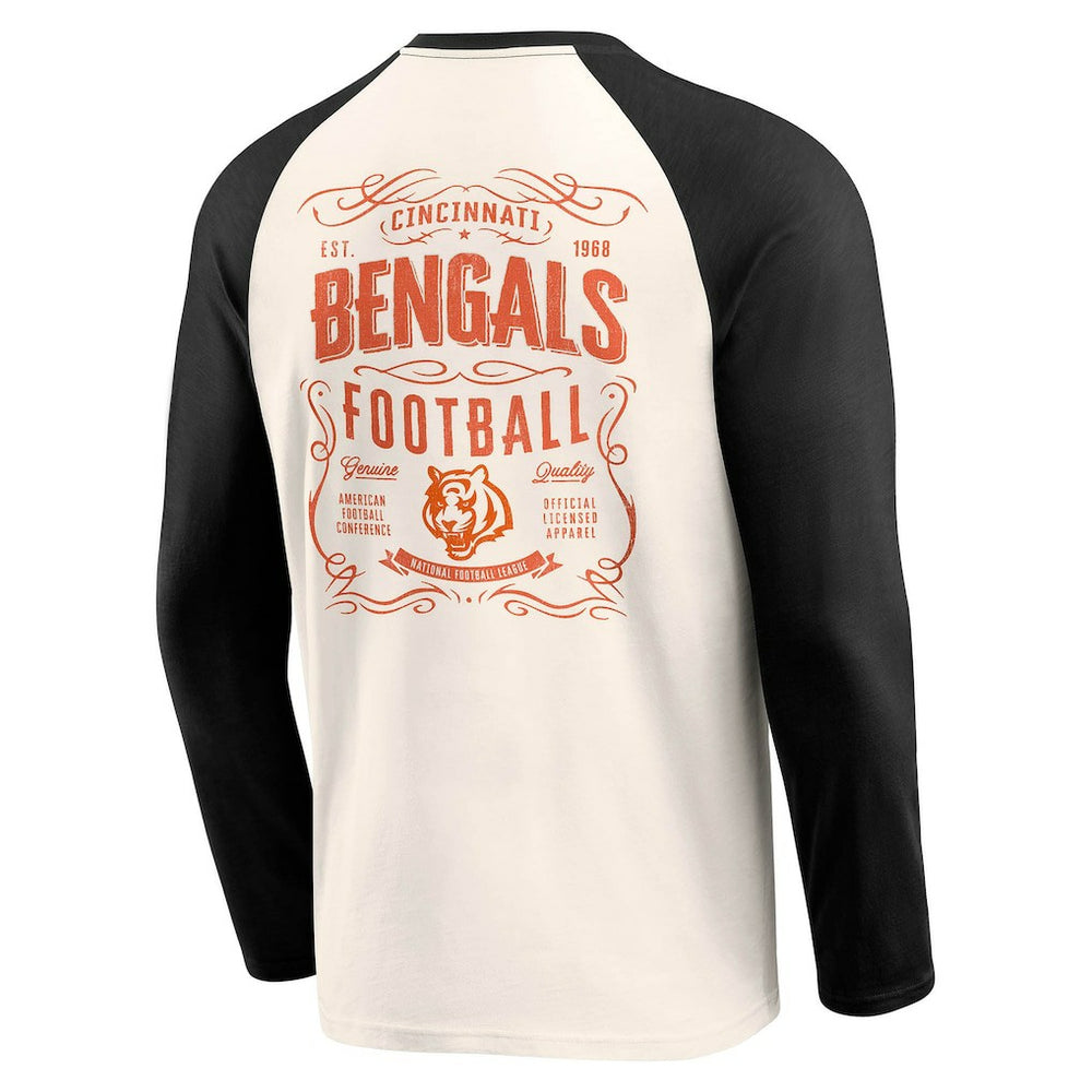 Cincinnati Bengals Darius Rucker Collection Raglan Henley T-Shirt Cream/Black - Fanatics