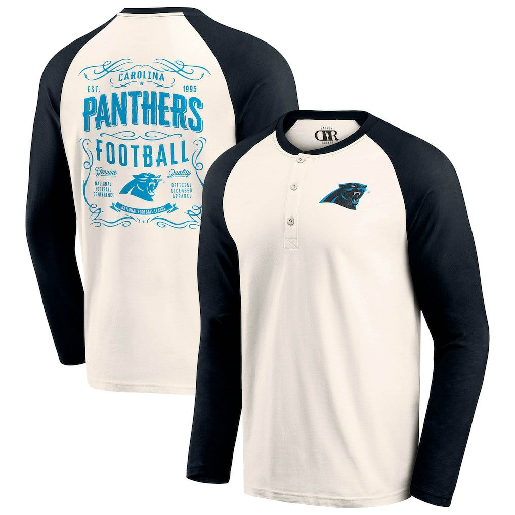 Carolina Panthers Darius Rucker Collection Raglan Henley T-Shirt Cream/Black - Fanatics