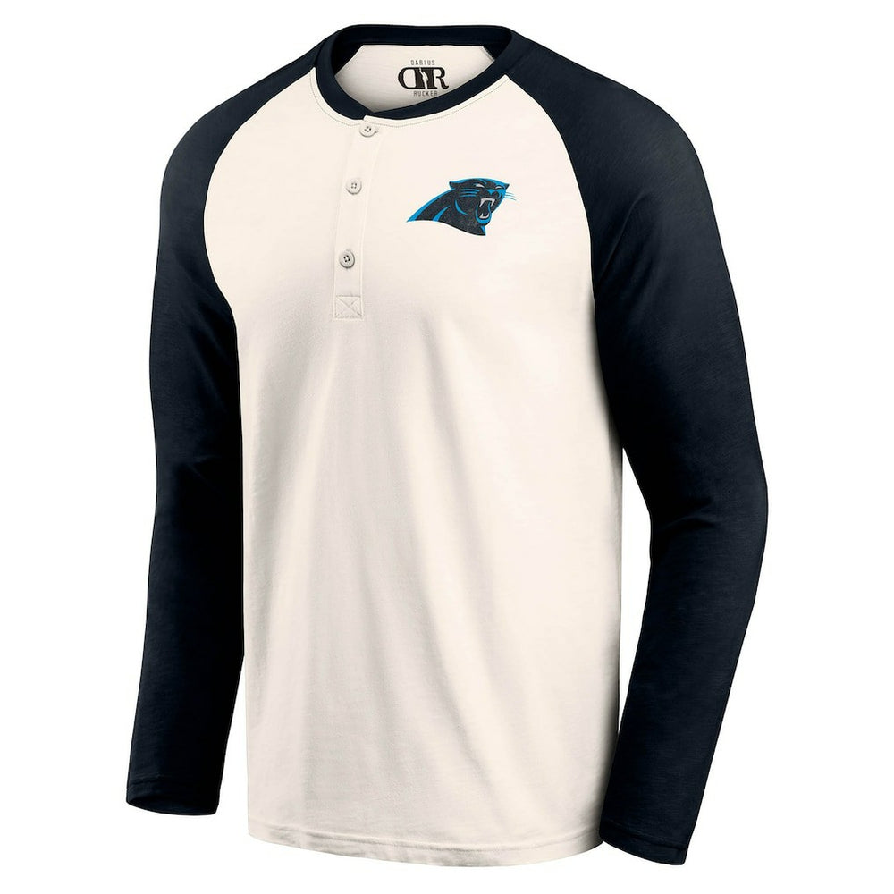 Carolina Panthers Darius Rucker Collection Raglan Henley T-Shirt Cream/Black - Fanatics