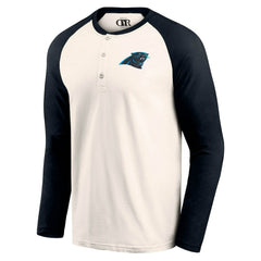 Carolina Panthers Darius Rucker Collection Raglan Henley T-Shirt Cream/Black - Fanatics