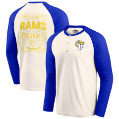 Los Angeles Rams Darius Rucker Collection Raglan Henley T-Shirt Cream/Royal - Fanatics