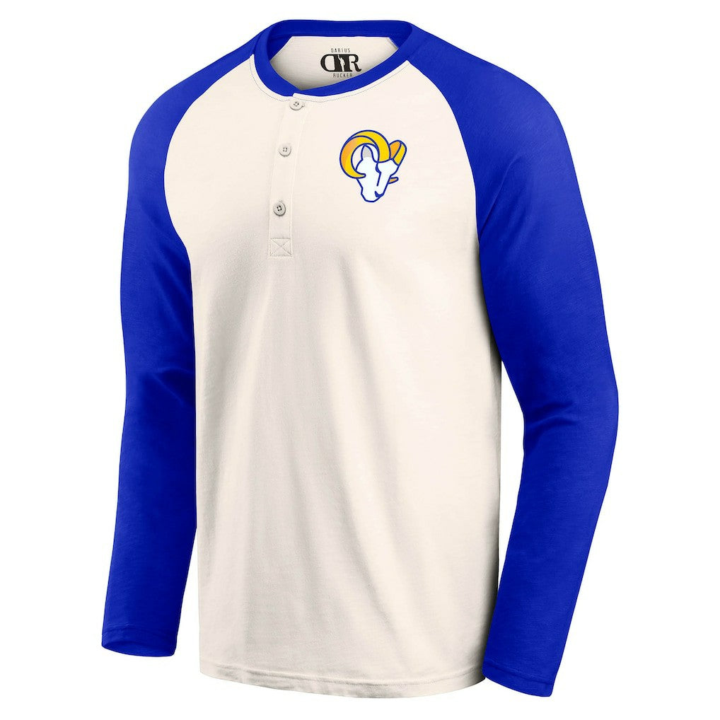 Los Angeles Rams Darius Rucker Collection Raglan Henley T-Shirt Cream/Royal - Fanatics