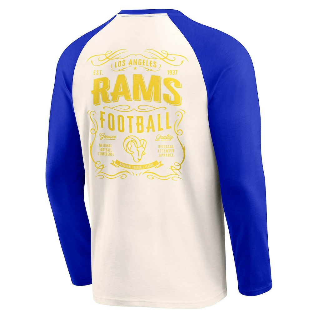 Los Angeles Rams Darius Rucker Collection Raglan Henley T-Shirt Cream/Royal - Fanatics