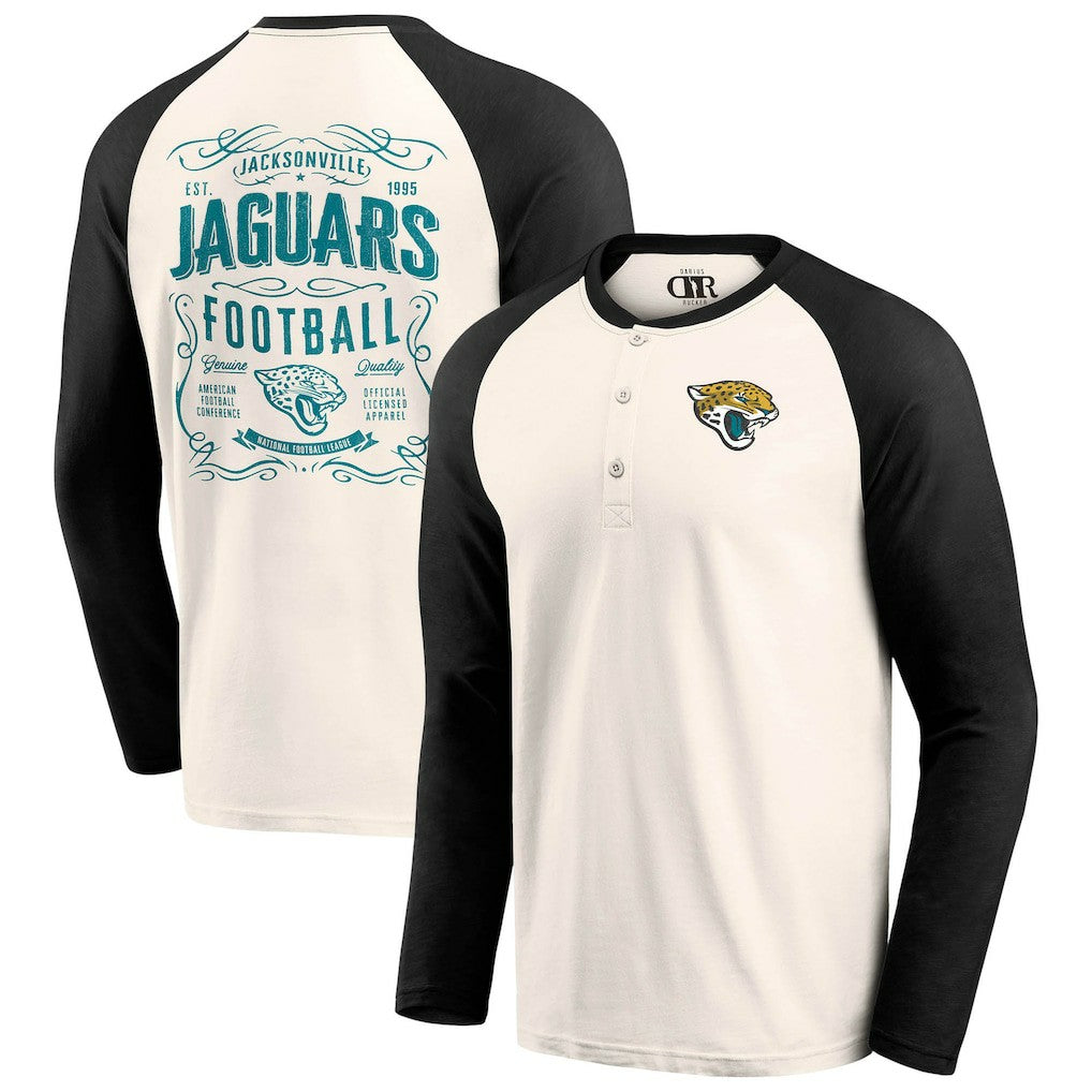 Jacksonville Jaguars Darius Rucker Collection Raglan Henley T-Shirt Cream/Black - Fanatics