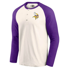 Minnesota Vikings Darius Rucker Collection Raglan Henley T-Shirt Cream/Purple - Fanatics