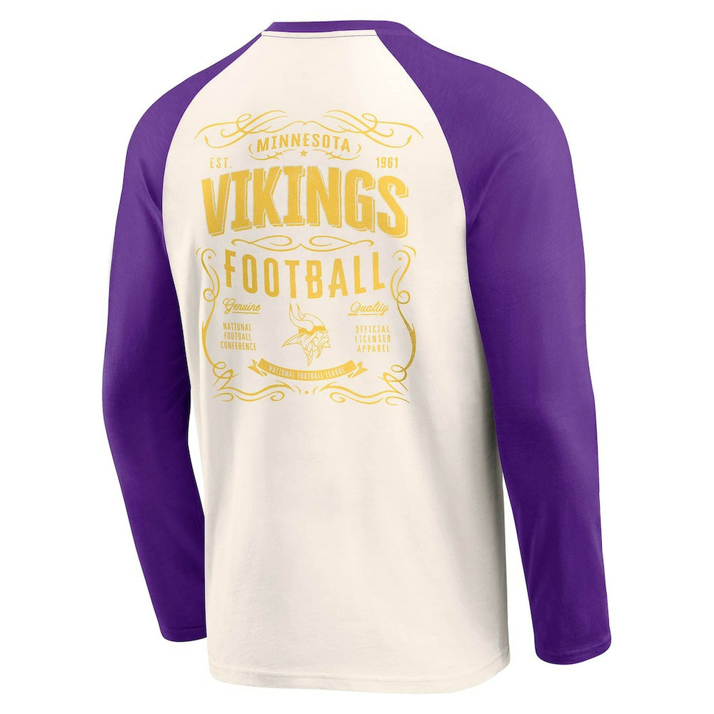 Minnesota Vikings Darius Rucker Collection Raglan Henley T-Shirt Cream/Purple - Fanatics