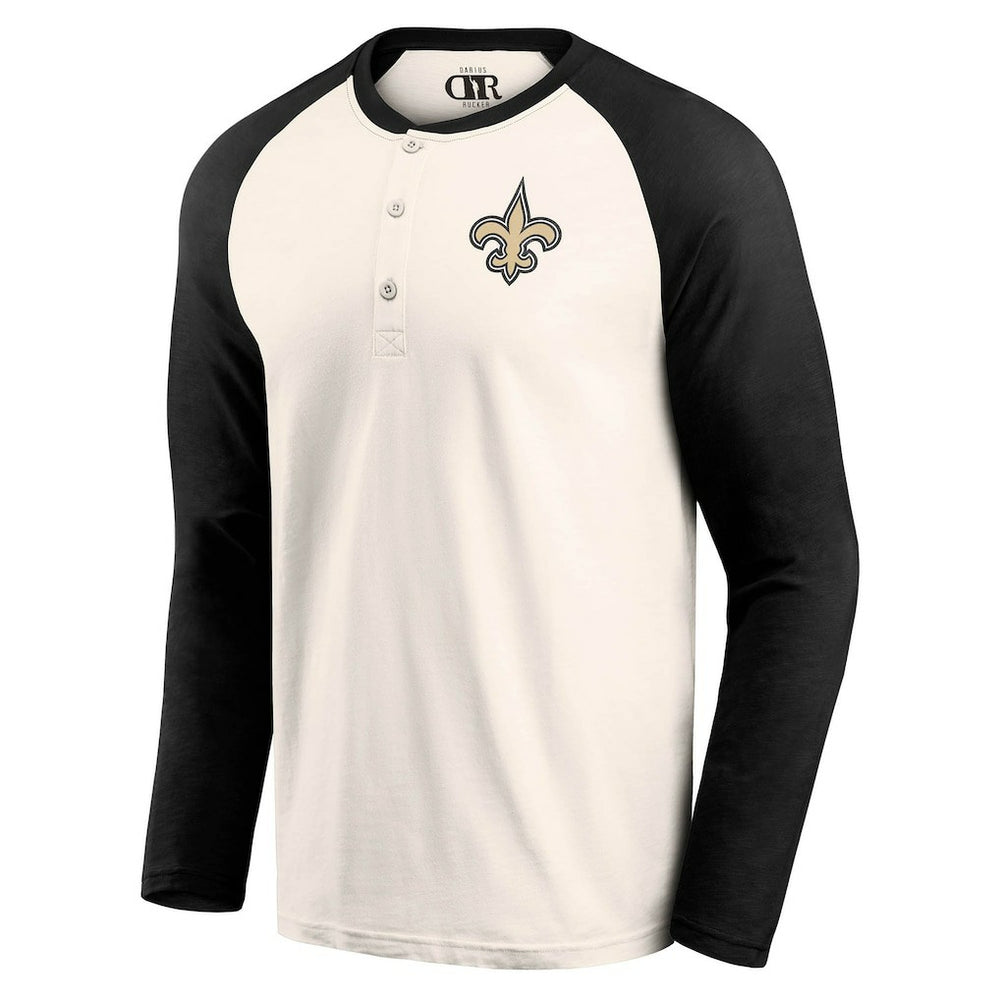 New Orleans Saints Darius Rucker Collection Raglan Henley T-Shirt Cream/Black - Fanatics