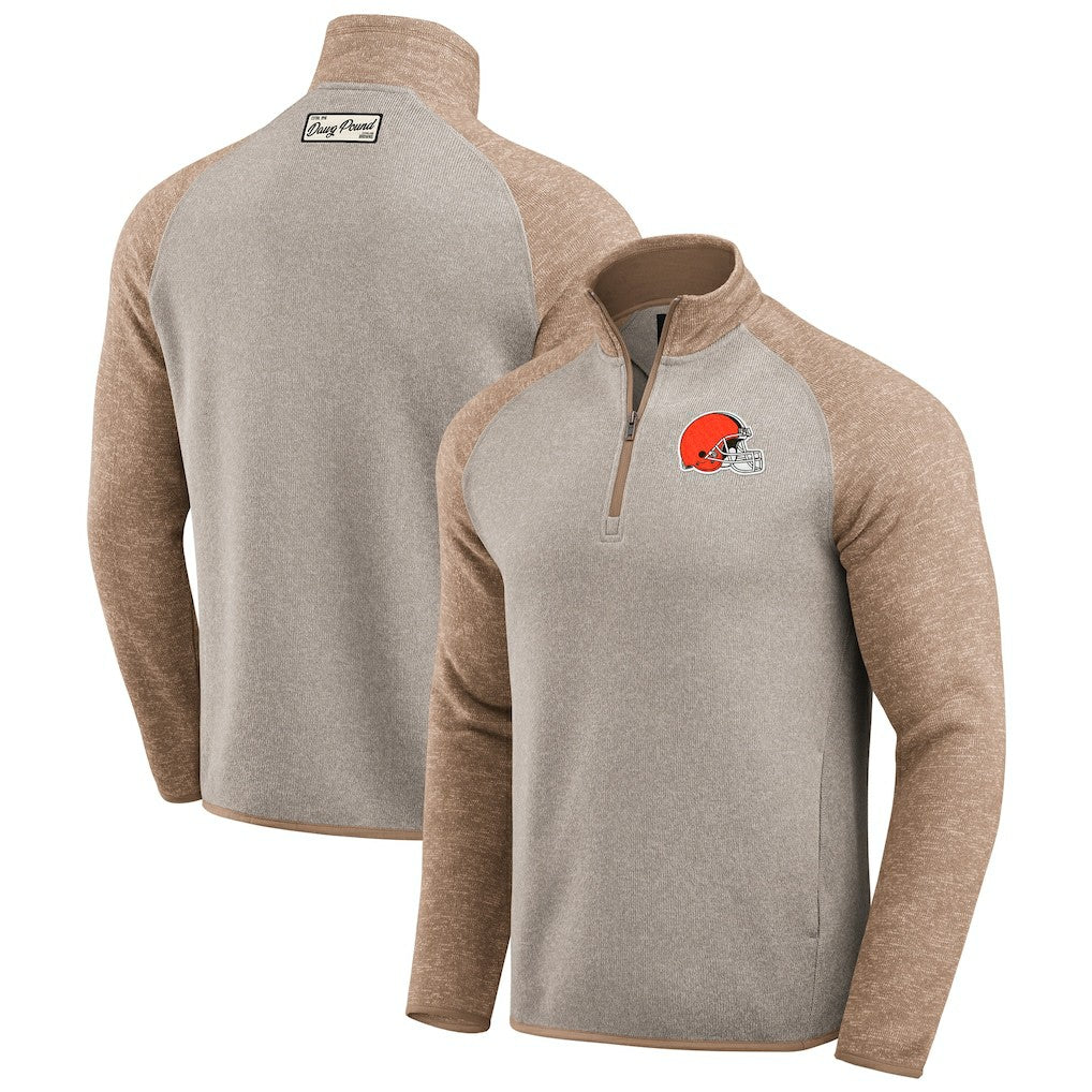 Cleveland Browns Darius Rucker Collection Tonal Quarter-Zip Jacket Tan - Fanatics