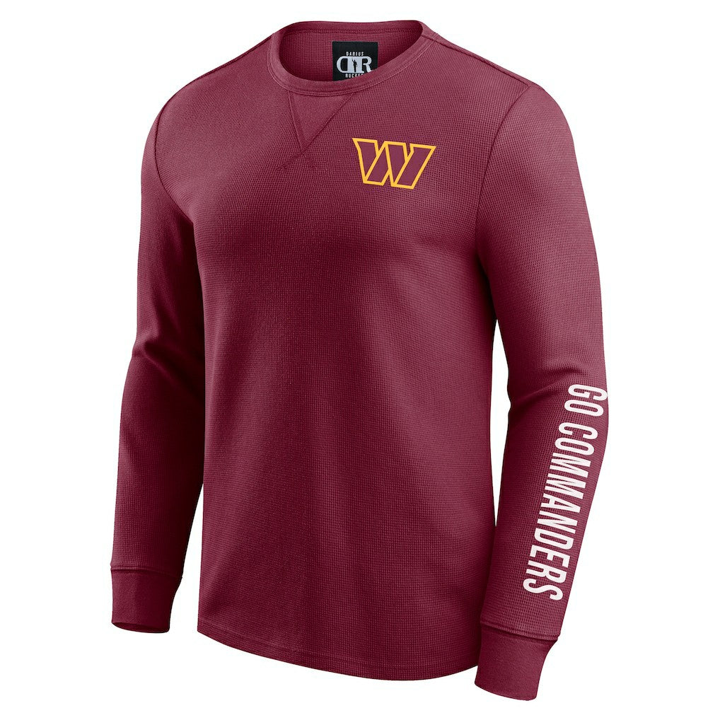 Washington Commanders Darius Rucker Collection Washed Waffle-Knit Long Sleeve T-Shirt Burgundy - Fanatics