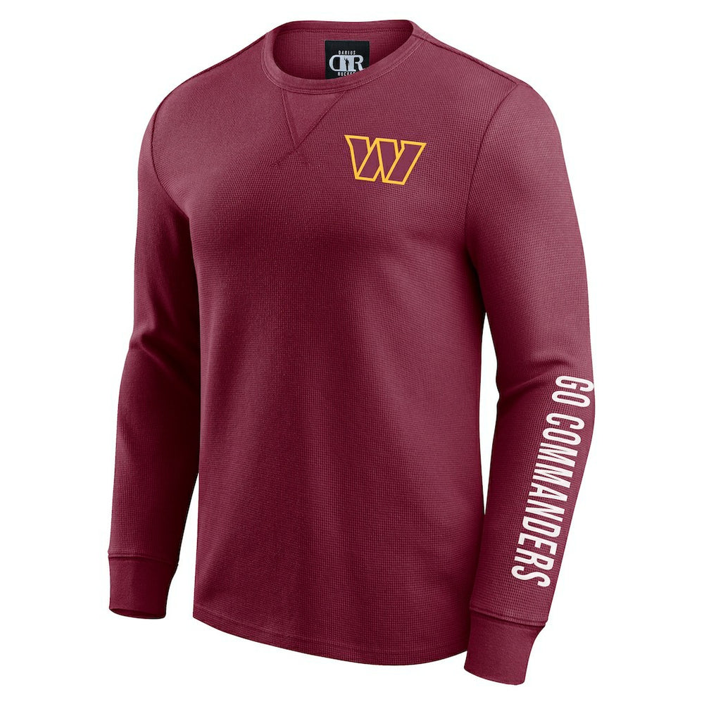 Washington Commanders Darius Rucker Collection Washed Waffle-Knit Long Sleeve T-Shirt Burgundy - Fanatics