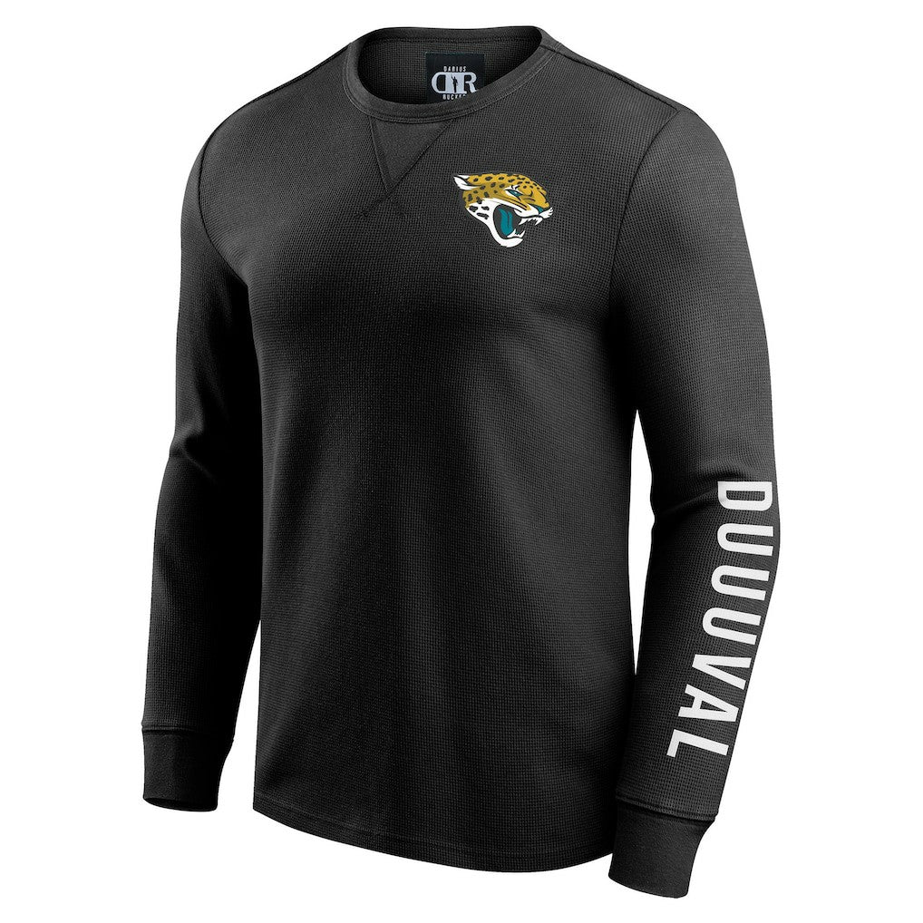 Jacksonville Jaguars Darius Rucker Collection Washed Waffle-Knit Long Sleeve T-Shirt Black - Fanatics