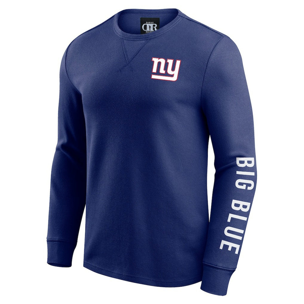 New York Giants Darius Rucker Collection Washed Waffle-Knit Long Sleeve T-Shirt Royal - Fanatics
