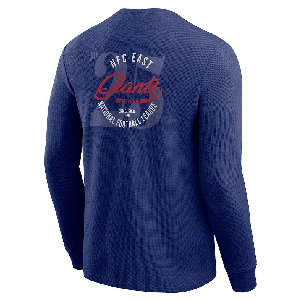 New York Giants Darius Rucker Collection Washed Waffle-Knit Long Sleeve T-Shirt Royal - Fanatics