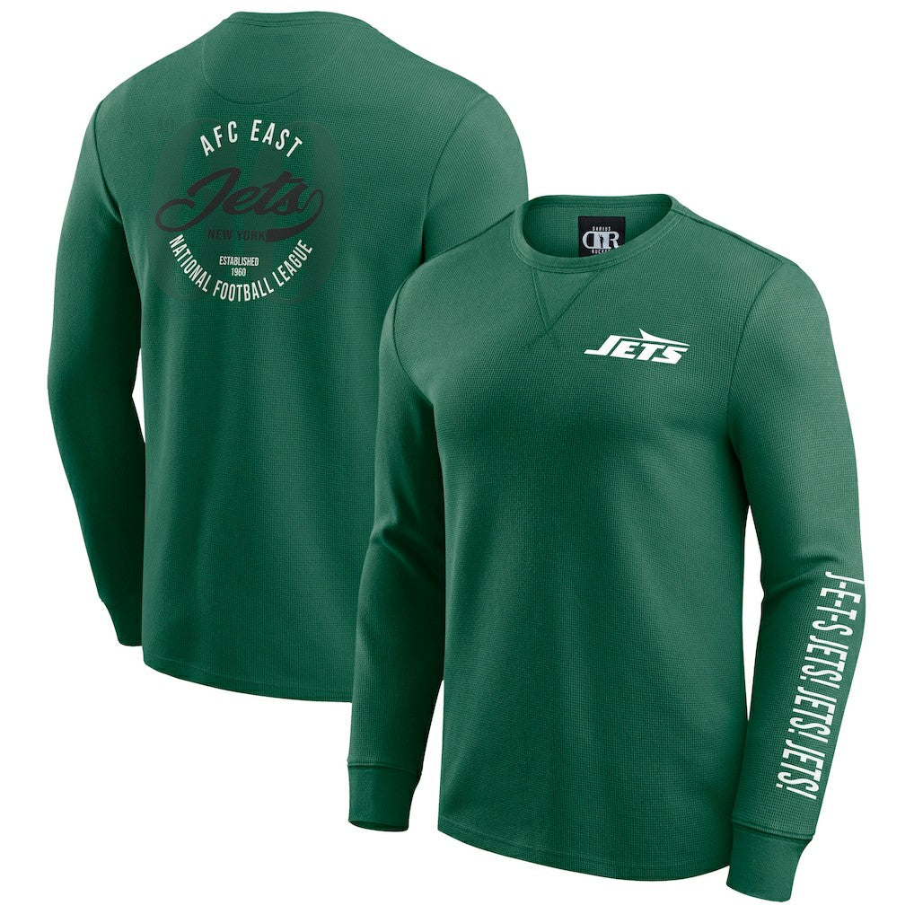 New York Jets Darius Rucker Collection Washed Waffle-Knit Long Sleeve T-Shirt Green - Fanatics