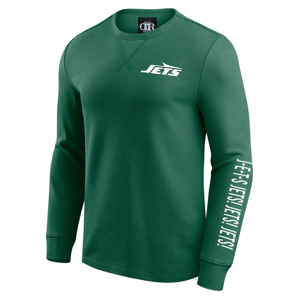 New York Jets Darius Rucker Collection Washed Waffle-Knit Long Sleeve T-Shirt Green - Fanatics