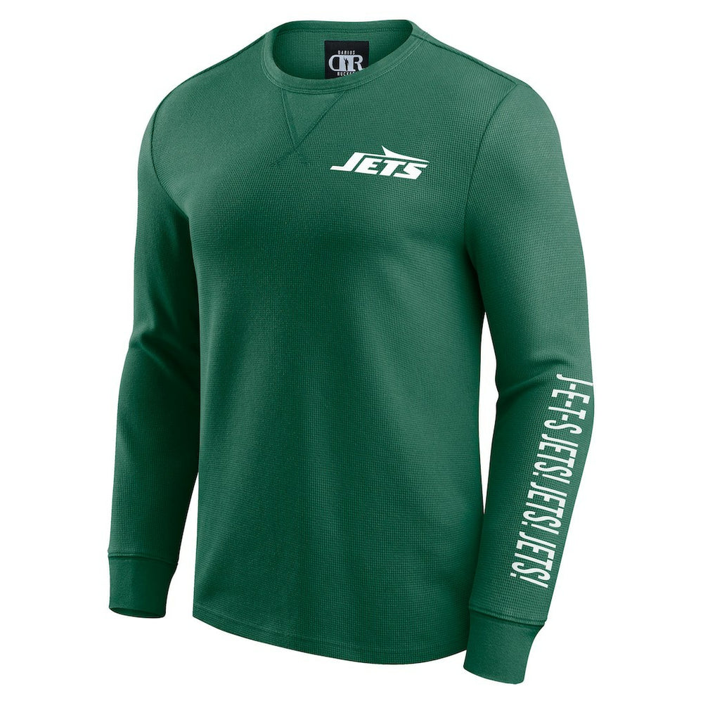 New York Jets Darius Rucker Collection Washed Waffle-Knit Long Sleeve T-Shirt Green - Fanatics