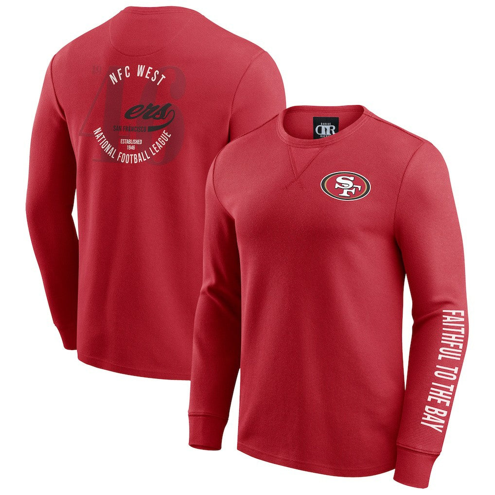 San Francisco 49ers Darius Rucker Collection Washed Waffle-Knit Long Sleeve T-Shirt Scarlet - Fanatics