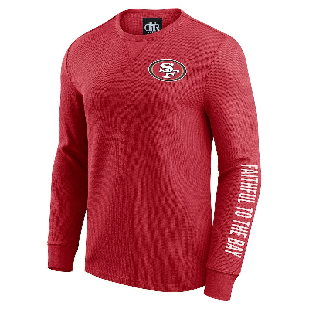 San Francisco 49ers Darius Rucker Collection Washed Waffle-Knit Long Sleeve T-Shirt Scarlet - Fanatics