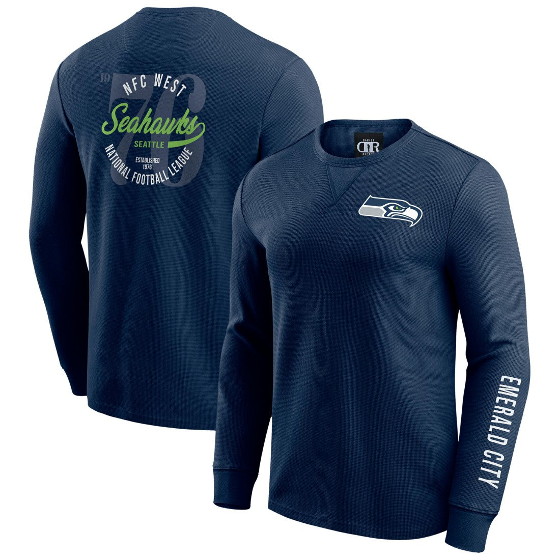 Seattle Seahawks Darius Rucker Collection Washed Waffle-Knit Long Sleeve T-Shirt College Navy - Fanatics