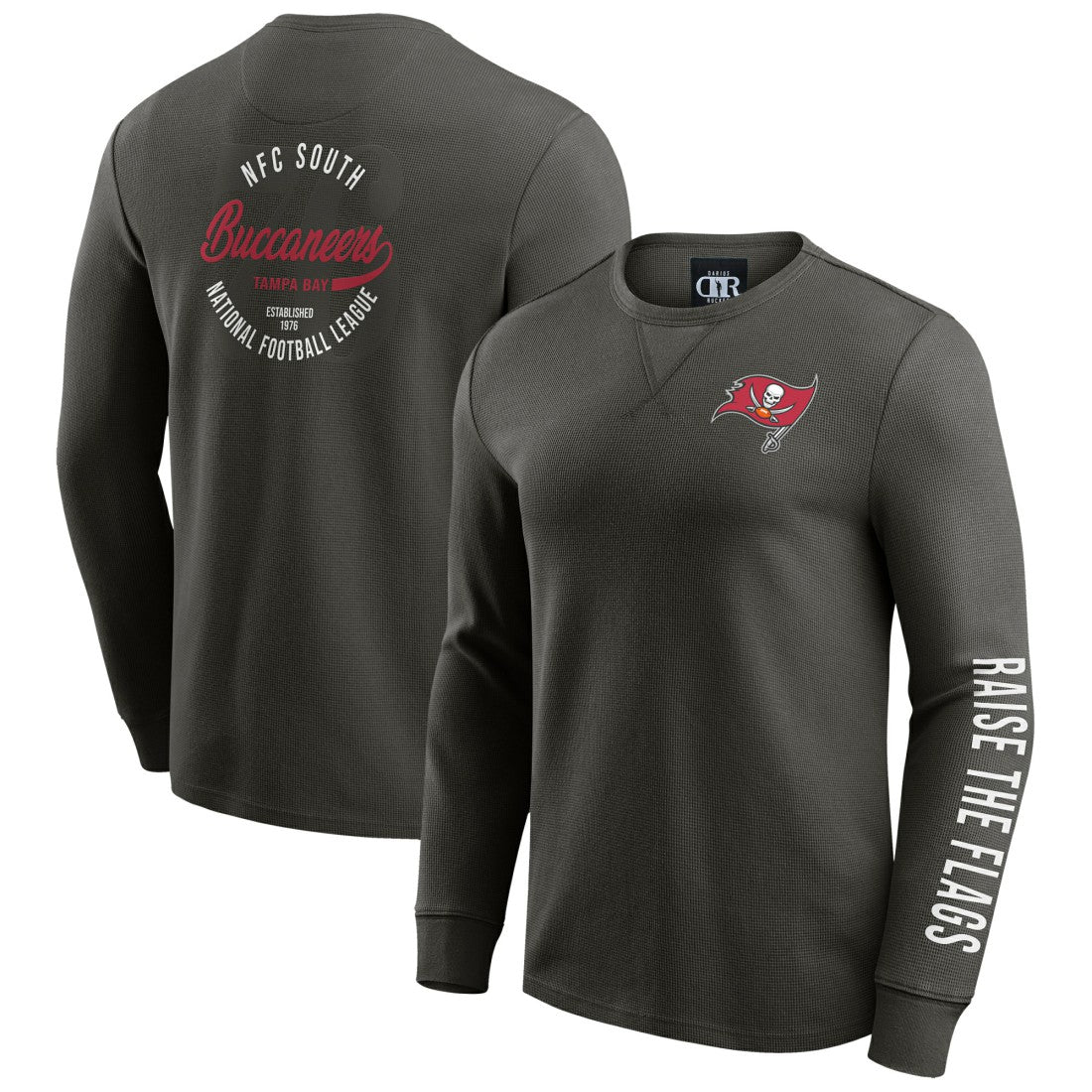 Tampa Bay Buccaneers Darius Rucker Collection Washed Waffle-Knit Long Sleeve T-Shirt Pewter - Fanatics