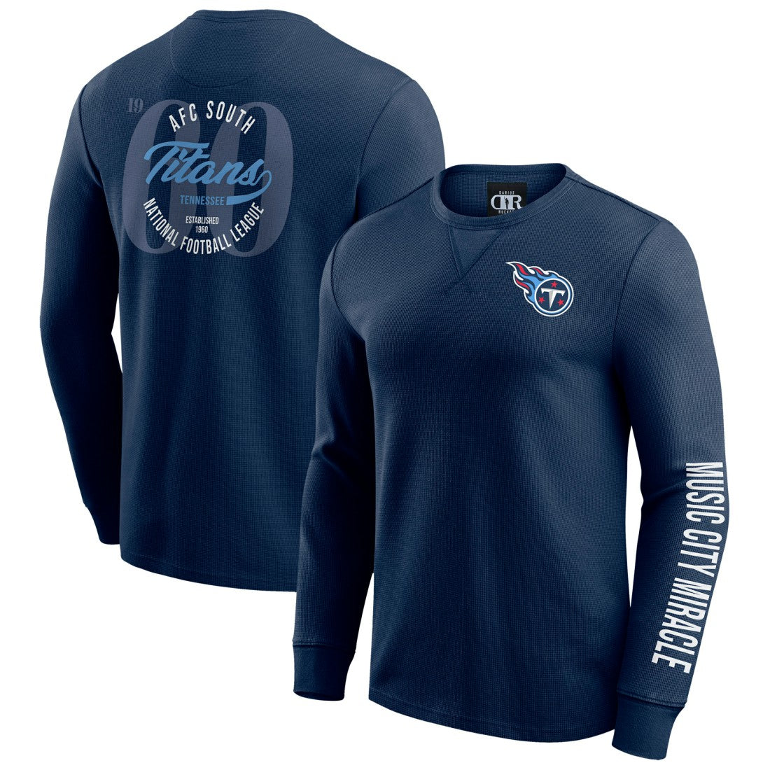Tennessee Titans Darius Rucker Collection Washed Waffle-Knit Long Sleeve T-Shirt Navy - Fanatics