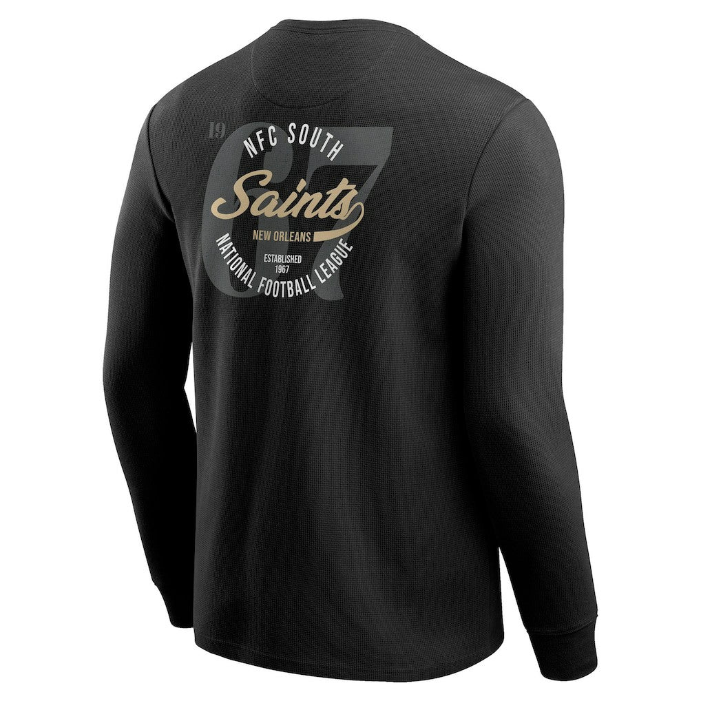 New Orleans Saints Darius Rucker Collection Washed Waffle-Knit Long Sleeve T-Shirt Black - Fanatics
