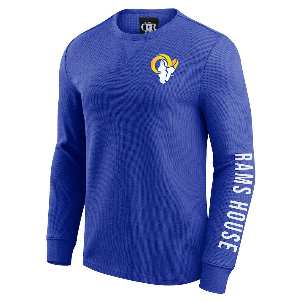 Los Angeles Rams Darius Rucker Collection Washed Waffle-Knit Long Sleeve T-Shirt Royal - Fanatics