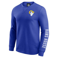 Los Angeles Rams Darius Rucker Collection Washed Waffle-Knit Long Sleeve T-Shirt Royal - Fanatics