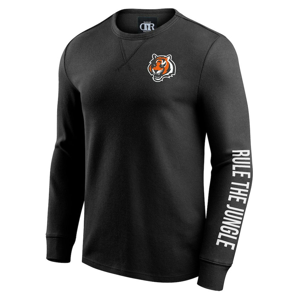 Cincinnati Bengals Darius Rucker Collection Washed Waffle-Knit Long Sleeve T-Shirt Black - Fanatics