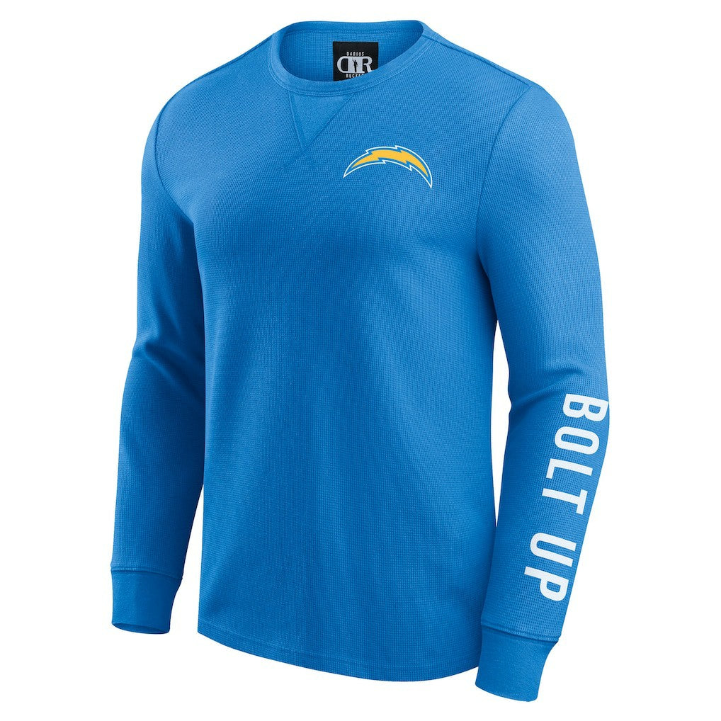 Los Angeles Chargers Darius Rucker Collection Washed Waffle-Knit Long Sleeve T-Shirt Powder Blue - Fanatics