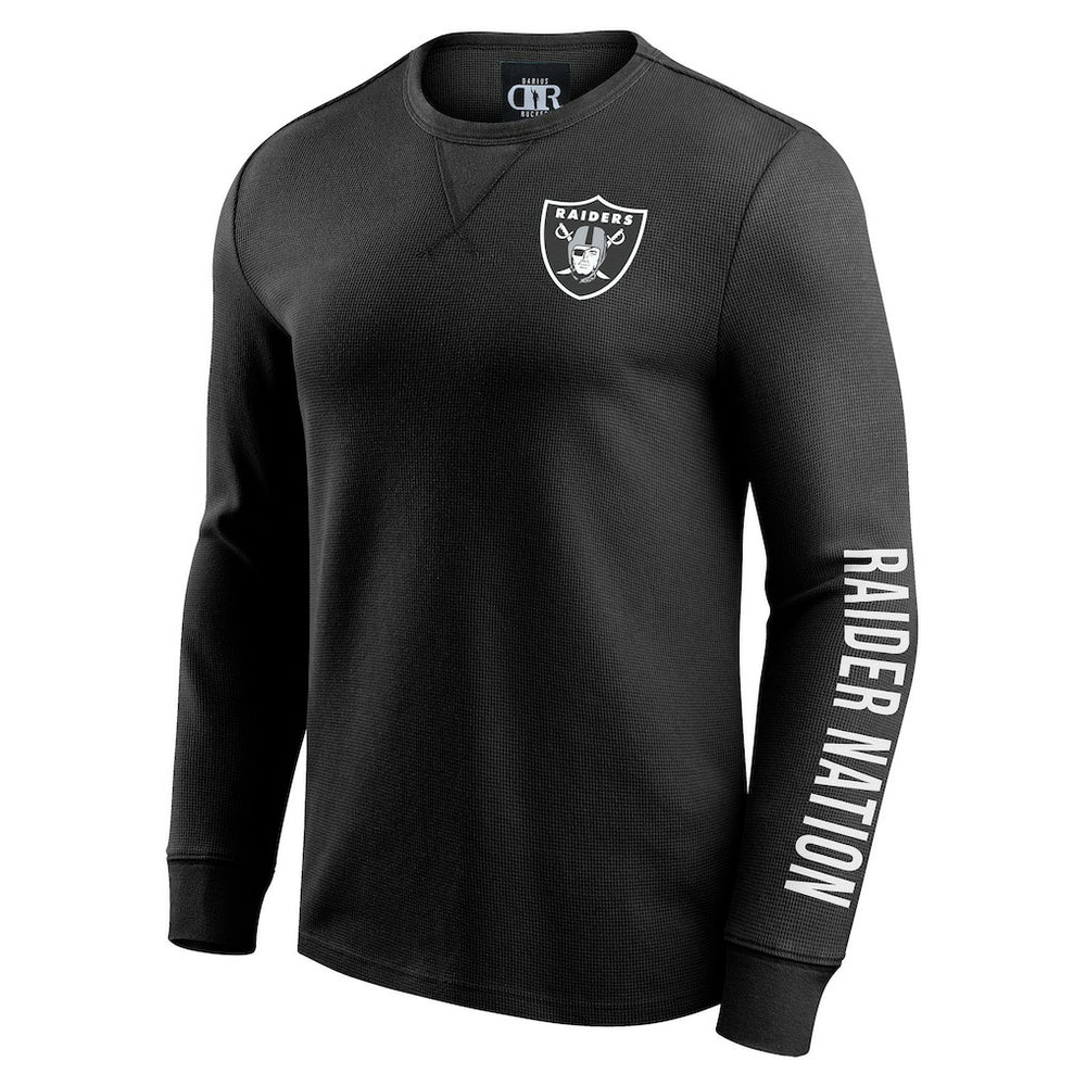 Las Vegas Raiders Darius Rucker Collection Washed Waffle-Knit Long Sleeve T-Shirt Black - Fanatics