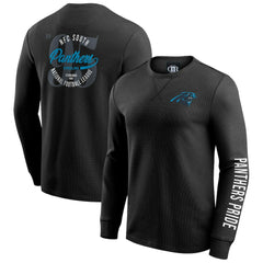 Carolina Panthers Darius Rucker Collection Washed Waffle-Knit Long Sleeve T-Shirt Black - Fanatics