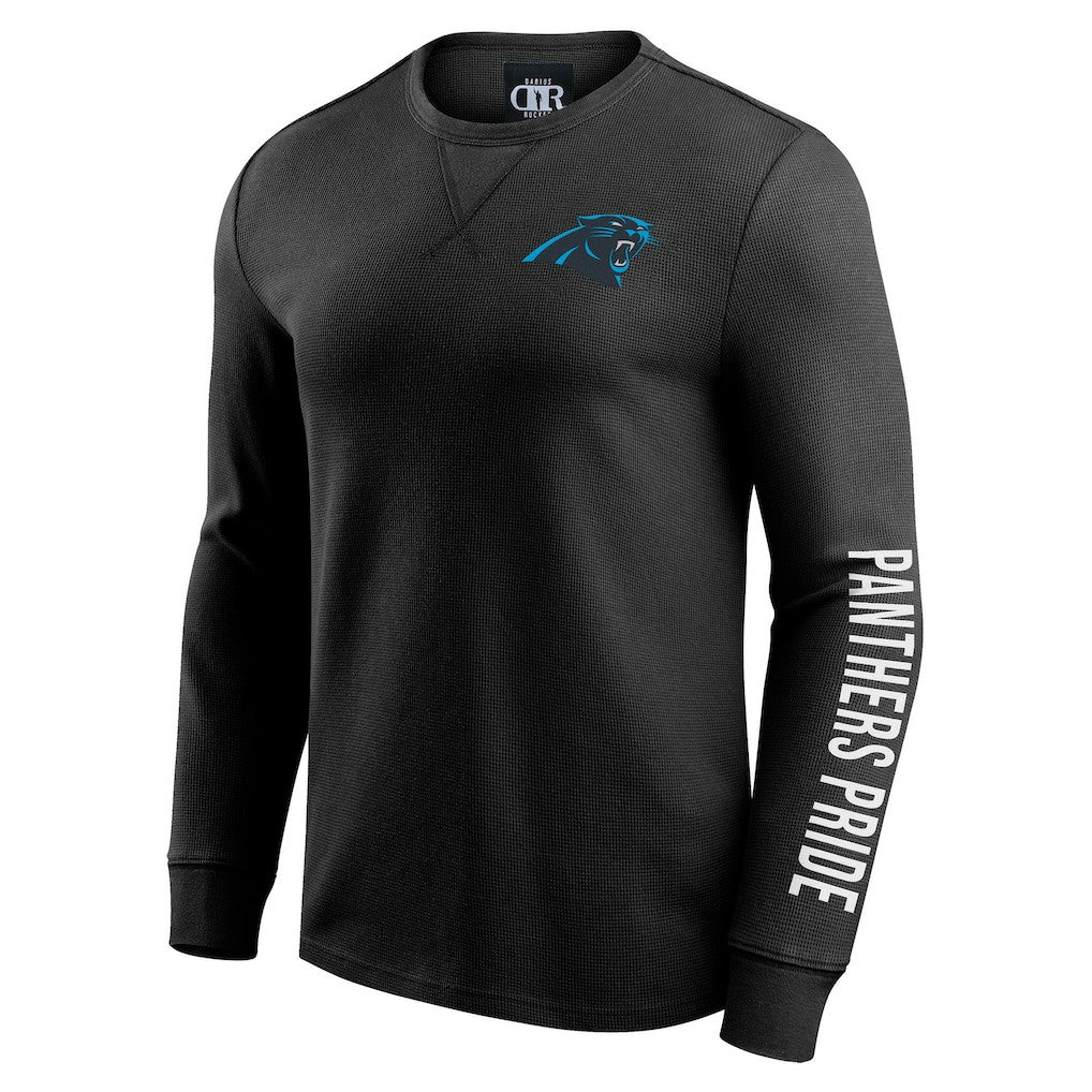 Carolina Panthers Darius Rucker Collection Washed Waffle-Knit Long Sleeve T-Shirt Black - Fanatics